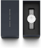 Daniel Wellington Petite Sterling Quartz White Dial Silver Mesh Bracelet Watch For Men - DW00100306 Authentic Buy Shop Now