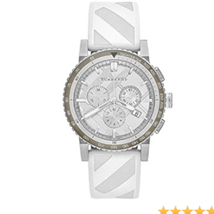 Burberry The City Chronograph Silver Dial White Rubber Strap Watch for Men - BU9810 Authentic Buy Shop Now