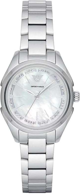 Emporio Armani Valeria Quartz Mother of Pearl Dial Silver Steel Strap Watch For Women - AR11030 Authentic Buy Shop Now