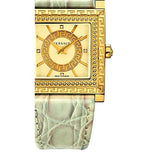 Versace DV-25 Gold Dial Off White Leather Strap Watch for Women - VQF030015 Authentic Buy Shop Now