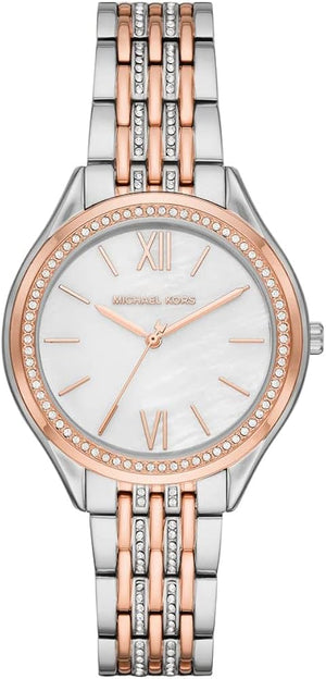 Michael Kors Mindy Three Hand White Dial Two Tone Steel Strap Watch For Women - MK7077 Authentic Buy Shop Now