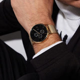 Armani Exchange Cayde Chronograph Black Dial Gold Mesh Strap Watch For Men - AX2715 Authentic Buy Shop Now