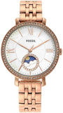 Fossil Jacqueline Analog Moonphase Mother of Pearl White Dial Rose Gold Steel Strap Watch for Women - ES5165 Authentic Buy Shop Now