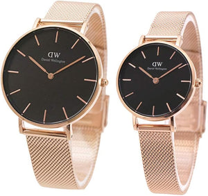 Daniel Wellington Petite Melrose Black Dial Rose Gold Mesh Strap Watch For Women - DW00100303 Authentic Buy Shop Now