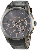 Hugo Boss Onyx Grey Dial Black Leather Strap Watch for Men - 1513366 Authentic Buy Shop Now