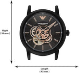 Emporio Armani Luigi Automatic Skeleton Black Dial Black Leather Strap Watch For Men - AR60012 Authentic Buy Shop Now