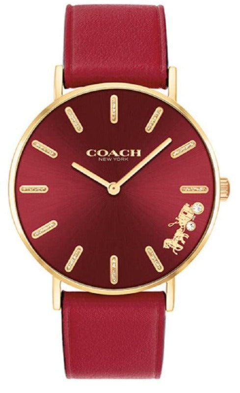 Coach Perry Red Dial Red Leather Strap Watch for Women - 14503867 Authentic Buy Shop Now