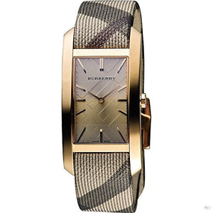 Burberry The Pioneer Rose Gold Dial Haymarket Brown Leather Strap Watch for Women - BU9408 Authentic Buy Shop Now