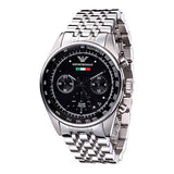 Emporio Armani Sportivo Chronograph Black Dial Silver Steel Strap Watch For Men - AR5984 Authentic Buy Shop Now