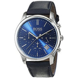 Hugo Boss Time One Blue Dial Black Leather Strap Watch for Men - 1513431 Authentic Buy Shop Now