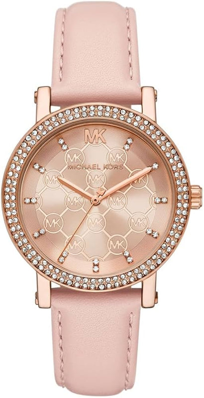 Michael Kors Corey Analog Rose Gold Dial Pink Leather Strap Watch For Women - MK2987 Authentic Buy Shop Now