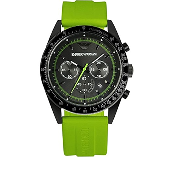 Emporio Armani Sports Analog Black Dial Green Rubber Strap Watch For Men - AR6115 Authentic Buy Shop Now