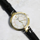 Tissot Flamingo Mother of Pearl White Dial Black Leather Strap Watch For Women - T094.210.26.111.00 Authentic Buy Shop Now