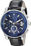 Guess Pinnacle Chronograph Quartz Blue Dial Black Leather Strap Watch For Men - W0673G4 Authentic Buy Shop Now