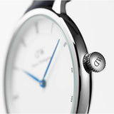 Daniel Wellington Dapper Sheffield White Dial Black Leather Strap Watch For Women - DW00100096 Authentic Buy Shop Now
