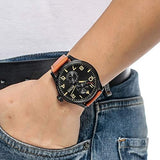Hugo Boss Aeroliner Maxx Chronograph Black Dial Brown Leather Strap Watch For Men - 1513082 Authentic Buy Shop Now
