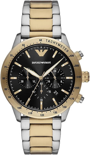 Emporio Armani Analog Chronograph Black Dial Two Tone Steel Strap Watch For Men - AR11521 Authentic Buy Shop Now