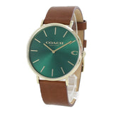 Coach Charles Green Dial Brown Leather Strap Watch for Men - 14602435 Authentic Buy Shop Now