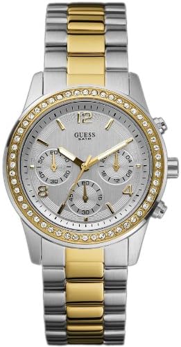 Guess Mini Spectrum Analog Silver Dial Two Tone Steel Strap Watch For Women - W0122L2 Authentic Buy Shop Now