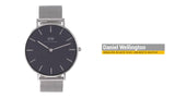 Daniel Wellington Petite Sterling Black Dial Silver Mesh Bracelet Watch For Women - DW00100304 Authentic Buy Shop Now