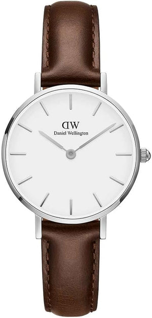 Daniel Wellington Classic Petite White Dial Brown Leather Strap Watch For Women - DW00100239 Authentic Buy Shop Now