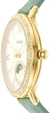 Fossil Jacqueline Analog Moonphase Mother of Pearl White Dial Green Leather Strap Watch for Women - ES5168 Authentic Buy Shop Now