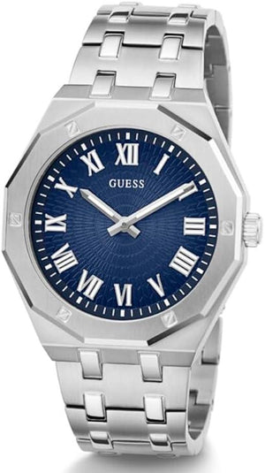 Guess Asset Quartz Blue Dial Silver Steel Strap Watch For Men - GW0575G4 Authentic Buy Shop Now
