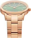 Daniel Wellington Iconic Link Emerald Green Dial Rose Gold Steel Strap Watch For Women - DW00100421 Authentic Buy Shop Now