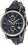 Fossil Boyfriend Sport Chronograph Blue Dial Blue Leather Strap Watch for Women - ES4113 Authentic Buy Shop Now