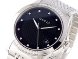 Gucci G Timeless Diamonds Black Dial Silver Steel Strap Watch For Women - YA126408 Authentic Buy Shop Now