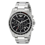 Emporio Armani Sigma Chronograph Black Dial Silver Steel Strap Watch For Men - AR6098 Authentic Buy Shop Now