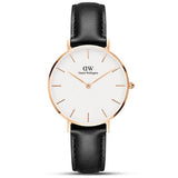 Daniel Wellington Petite Sheffield White Dial Black Leather Strap Watch For Women - DW00100174 Authentic Buy Shop Now
