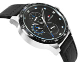 Tommy Hilfiger Trent Chronograph Quartz Black Dial Black Leather Strap Watch For Men - 1791810 Authentic Buy Shop Now