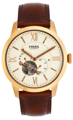 Fossil Townsman Beige Dial Brown Leather Strap Watch for Men - ME3105 Authentic Buy Shop Now