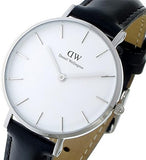 Daniel Wellington Classic Petite Sheffield White Dial Black Leather Strap Watch For Women - DW00100186 Authentic Buy Shop Now