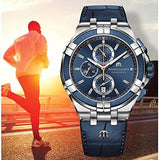 Maurice Lacroix Aikon Chronograph Blue Dial Blue Leather Strap Watch For Men - AI1018-SS001-432-4 Authentic Buy Shop Now