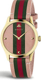Gucci G Timeless Quartz Pink Dial Three Tone Leather Strap Watch For Women - YA1264118 Authentic Buy Shop Now