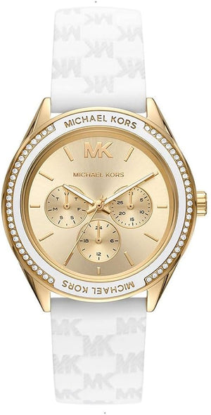 Michael Kors Jessa Quartz Gold Dial White Silicone Strap Watch For Women - MK7267 Authentic Buy Shop Now