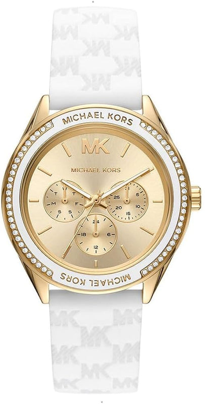 Michael Kors Jessa Quartz Gold Dial White Silicone Strap Watch For Women - MK7267 Authentic Buy Shop Now