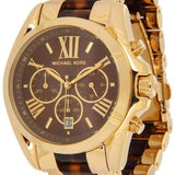 Michael Kors Bradshaw Chronograph Brown Dial Two Tone Steel Strap Watch For Women - MK5696 Authentic Buy Shop Now
