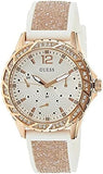 Guess Swirl Quartz Silver Dial White Rubber Strap Watch For Women - W1096l2 Authentic Buy Shop Now