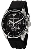 Emporio Armani Sportivo Chronograph Black Dial Black Rubber Strap Watch For Men - AR0527 Authentic Buy Shop Now