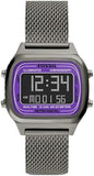 Fossil Retro Digital Purple Dial Grey Mesh Strap Watch for Men - FS5888 Authentic Buy Shop Now