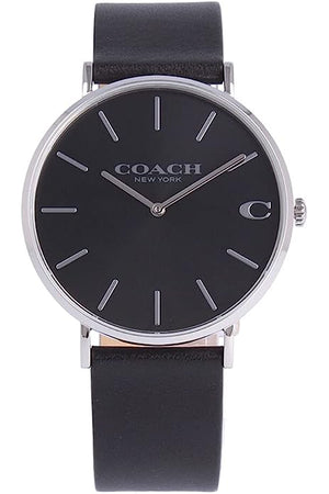 Coach Charles Black Dial Black Leather Strap Watch for Men - 14602149 Authentic Buy Shop Now