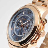 Michael Kors Runway Stop Hunger Quartz Blue Dial Rose Gold Steel Strap Watch For Men - MK8358 Authentic Buy Shop Now