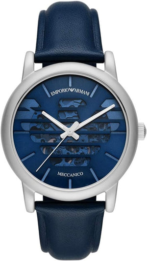 Emporio Armani Luigi Automatic Blue Dial Blue Leather Strap Watch For Men - AR60030 Authentic Buy Shop Now