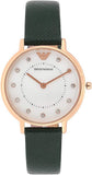 Emporio Armani Kappa Mother of Pearl Dial Black Leather Strap Watch For Women - AR80011 Authentic Buy Shop Now