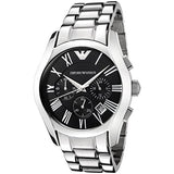 Emporio Armani Valente Chronograph Black Dial Silver Stainless Steel Watch For Men - AR0673 Authentic Buy Shop Now