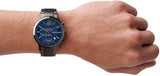 Emporio Armani Renato Chronograph Quartz Blue Dial Black Steel Strap Watch For Men - AR11215 Authentic Buy Shop Now