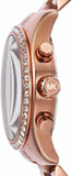 Michael Kors Lexington Chronograph Red Dial Rose Gold Steel Strap Watch For Women - MK7275 Authentic Buy Shop Now